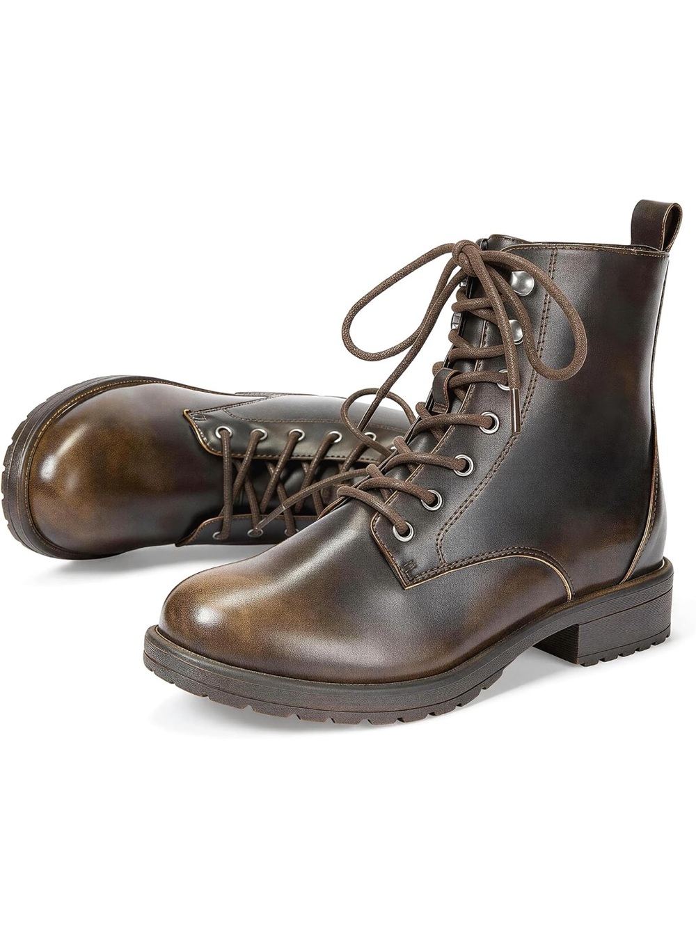 Women’s Brown Leather Lace-Up Combat Boots